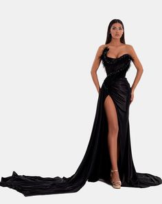 DIVINE – ALBINA DYLA Feather Black Dress, Albina Dyla, Matric Dress, Classy Prom Dresses, Black Stones, Glamour Dress