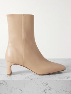 Inspired by German concepts of modernity, Aeyde's collections rework classic styles with an elevated edge. These 'Tabitha' boots are crafted from smooth leather with squared-off toes that mirror the 55mm block heel. The 'Latte' shade will complement many neutral staples in your wardrobe. Shoes Boots Ankle, Boot Pumps, Flat Sneakers, Ski Wear, Summer Hats, Clothes Collection, Everyday Wardrobe, Leather Ankle Boots, Net A Porter