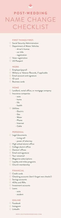 Wedding Name Change, Name Change Checklist, Post Divorce, Wedding Name, Wedding Black, Name Change, Going To The Chapel