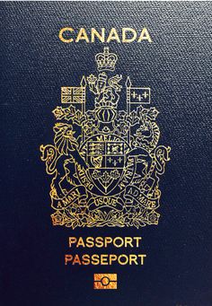 the canadian passport is shown in gold