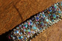 Rhinestone Aroura Borealis vintage inspired bracelets bangles jewelry Costume Jewelry Bangle For Party, Party Crystal Bangle Bracelet With Stones, Vintage Jeweled Bangle Bracelet, Costume Jewelry Crystal Bangle Bracelet, Vintage Bling Bracelets For Party, Vintage Festival Bangle Jewelry, Multicolor Rhinestone Bangle Jewelry, Vintage Rhinestone Party Bracelets, Vintage Crystal Bracelet With Rhinestones