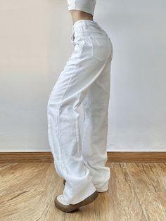 SPECIFICATIONS color: Solid Wide Leg Pants Women: Harajuku Pants Wholesale Order/Drop Shipping: Acceptable Wash: Light Waist Type: HIGH Thickness: Regular Style: Street Style Style: Streetwear,Fashion,Casual.Hip Hop Street Style: Casual Season: Spring,Summer,Autumn,Winter Release Date: Summer 2022 Origin: CN(Origin) Model Number: WKMBP21476 Material: Cotton,Spandex Length: Full Length Jeans Style: Straight Item Type: JEANS Gender: WOMEN Fit Type: LOOSE Fabric Type: Softener Decoration: TASSEL Cl Casual White Summer Jeans, Spring White Jeans With Pockets, White Straight Leg Jeans For Spring, Trendy White Pants With Pockets, High Waist White Denim Jeans, Trendy High Rise White Jeans, White High Waist Jeans With Pockets, Trendy White Straight-leg Jeans, Spring White Five-pocket Pants