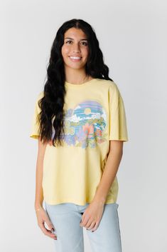 Modest graphic tee by Billabong  ABJZT01461 Billabong Women Clothing, Billabong Women, Ribbed Neckline, Hip Length, Workout Tee, Billabong, Final Sale, Graphic Tee, Graphic Tees