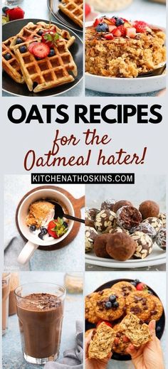 Oatmeal hater? Discover easy oats recipes beyond oatmeal for breakfast, snacks or even dessert. You will find healthy waffles, gluten free fluffy pancakes, cookies made with oat flour and even chocolate smoothies. If you are looking for ways to use oats besides oatmeal, then you are sure to oats recipes at kitchenathoskins.com. Rolled Oats Recipes, Easy Oats Recipes, Quick Oat Recipes, Rolled Oats Recipe, Oatmeal Dessert, Oatmeal For Breakfast, Bowl Of Oatmeal