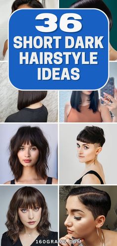 Save this pin for a stunning collection of trendy short dark hairstyles that will elevate your style game! From edgy pixie cuts to elegant bobs, these hairstyles are perfect for a chic and modern look. Don't miss out on these refreshing hair inspirations! #ShortDarkHairstyles #FashionTrends #HairInspo Hair Styles For Short Neck Women, Short Black Bob Hairstyles, Edgy Bob Hairstyles, Dark Pixie Cut, Black Bob Hairstyles