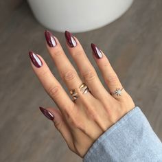 Cherry Red Chrome – Noho Nails Square Round Nails Design, Short Cute Nails Almond, Frosted Cranberry Nails, Chrome Plum Nails, Chrome Nails Inspiration, Chrome Wine Nails, Cherry Mocha Nails Chrome, Black Cherry Chrome Nails