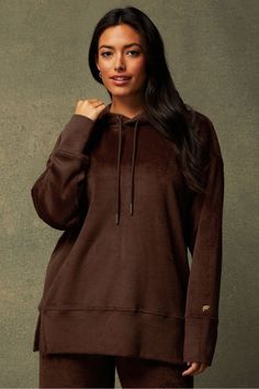 Cozy Cord Oversized Hoodie Fabletics Cacao female Activewear >> Womens >> Tops >> Sweatshirts >> Hoodies regular Everyday Female Activewear, Pullover Half Zip, Half Zip Jacket, Cocoon Coat, Winter Leggings, Oversized Hoodie, Half Zip Pullover, Pullover Jacket, Oversize Hoodie