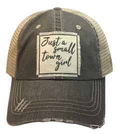 Women's Trucker Hat Baseball Cap Just A Small Town | Etsy Casual Mini Baseball Cap With Letter Print, Casual Hat With Letter Print, Casual Mini Snapback Hat With Letter Print, Adjustable Hats With Letter Print, Cowgirl Casual, Roadtrip Photography, Baseball Hat Outfit, Girls Baseball, Country Hats