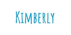 the word kimberly written in blue ink