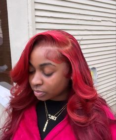 Red Versatile Quick Weave, Red Side Part Frontal, Hair Color Streaks, Dyed Natural Hair, Quick Weave, Dope Hairstyles, Hair Laid