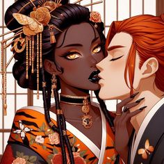 Latina Oc Art, Blasian Couples Ambw, Female Digital Art, Empress Art, Arte Monster High, Dramatic Hair