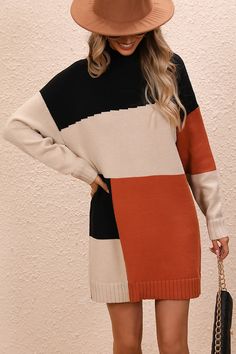 Spice up your wardrobe with our Color Block Mock Neck Dropped Shoulder Sweater Dress! Featuring a playful mock neck and unique color blocking, this dress will make you stand out in any crowd. The dropped shoulder adds a touch of quirkiness to this stylish and versatile piece. Explore our exclusive collection of worth the wait white label products at Southern Soul Collectives. Our Worth the wait collective features unique, high-quality items that you won't find anywhere else, from clothing and ac Drop Shoulder Dress, Mock Neck Dress, Saint John, Block Style, Drop Shoulder Sweaters, Maxi Dress Formal, Mini Sweater Dress, Round Neck Sweaters, Color Block Sweater