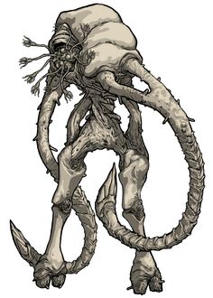 an alien creature with long legs and large claws