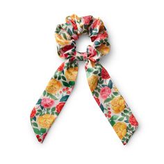 Perk up a ponytail or adorn your wrist. Our new scrunchie features our best-selling Garden Party floral and a pretty scarf tie. 100% Polyester Digitally printed 3.5" D Imported Long Scarf Tying, Icon Clothing, Scarf Tie, Lip Cosmetics, A Ponytail, Pretty Scarves, Wedding Engagement Gifts, Scarf Tying, Cream Lotion