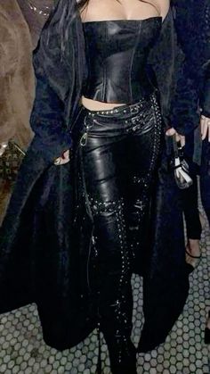 follow 4 more Goth Outfits Winter Grunge Fashion, Megan Fox Jeans Outfit, Dark Club Outfit, Eclectic Alternative Fashion, Winter Renfaire Outfit, Goth Nye Outfit, Dark Stage Outfit, Goth Leather Outfit, Rich Goth Outfits