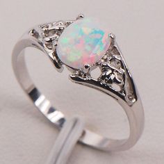 White Fire Australian Opal Silver Ring AtPerrys - AtPerry's Healing Crystals Australian Opal Ring, Fire Opal Ring, Rings Jewelry Fashion, Silver Jewelry Fashion, Opal Ring, Jewelry Ring, White Opal, Ring Ring, Opal Rings