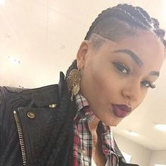 Shaved Sides and Cornrows Side Shaved Hair, Side Shaved, Hair Cut Ideas, Faux Loc, Braids With Shaved Sides, Shaved Side Hairstyles, Shaved Hair Designs, Tapered Hair, Side Hairstyles