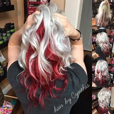 I loved this so much. It reminded me of a peppermint candy or a candycane she loved it as much as I did!! I am in love with the Redken Blonde Idol!! And yes The Redken City Beats are amazing to work with!! Hair by @cynthia_melchor #paintedhair #salon #nofilter #salonexclusive #redken #redkenready #redkenhair #redken5thavenue #redkencitybeats #rogersarkansas #salon #webonded #phbonder #redkenphbonder #cosmetology #haircolor #redkenstylist #pillowproof #ilovemylife #thelawofattraction #... Auburn Blonde Hair, Redken Blonde, Grey Balayage, Auburn Blonde, Blonde Ombre Hair, Red Hair With Blonde Highlights, Candy Series, Red Hair With Highlights, Hair Fair