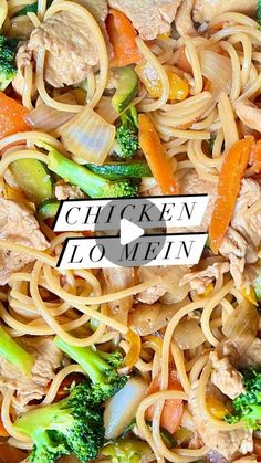 chicken lo mein with broccoli carrots and onions