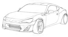 a drawing of a sports car