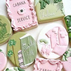 decorated cookies with names and pictures on them