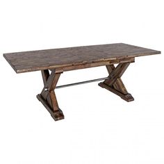 an old wooden table with two legs and a square top, on a white background