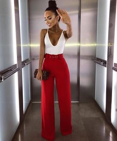 Outfit Soiree, Christmas Outfits Women, Chique Outfits, Outfit Trends, Red Pants, Looks Chic, Work Outfits Women, Professional Outfits, Fancy Outfits