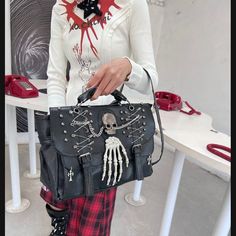 Lining Material : Nylon

Handbags Type : Shoulder Bags

Main Material : Polyester

Shape : Squarewindow.adminAccountId=251647793; Crop Top Suit, Halloween Crop Top, Gothic Bag, Harajuku Punk, Halloween Skirt, Skull Bags, Nylon Handbag, Shoes For Leggings, Sweater Crop