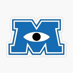 the letter m with an eye sticker