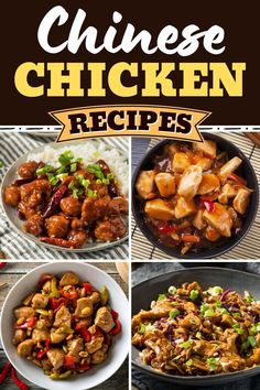 chinese chicken recipe collage with the title above it