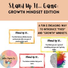 a poster with some words on it that say, stand up if game growth minds