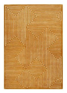 an orange rug with white lines on it