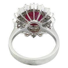 Stamped: 14K Total Ring Weight: 6.4 Grams Ruby Weight 2.80 Carat (9.70x7.80 Millimeters)Diamond Weight: 1.85 carat (F-G Color, VS2-SI1 Clarity )Face Measures: 18.85x17.60 Millimeter SKU: [600501] Luxury Ruby Cluster Ring With Center Stone, Luxury Cluster Ruby Ring With Center Stone, Elegant Gia Certified Oval Ruby Ring, Classic Ruby Cluster Ring With Center Stone, Classic Cluster Ruby Ring With Center Stone, Elegant Marquise Ruby Ring With Vvs Clarity, Classic Marquise Ruby Ring With Vvs Clarity, Oval Ruby Ring In Platinum For Formal Occasions, Formal Oval Ruby Ring In Platinum