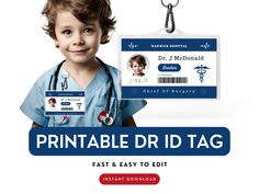 Doctor Name Tag, Name Tag Lanyards, Diy Doctor, Id Card Template, Badge Template