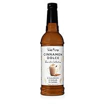 a bottle of cinnamon dolce syrup on a white background