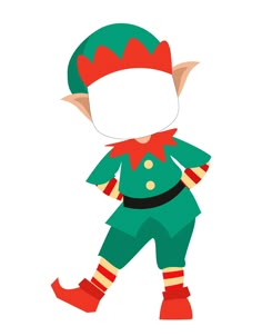 an elf with red hair and green pants is standing in front of a white background