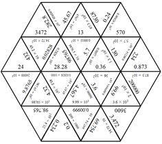 the four hexagonals are shown in black and white with numbers on them