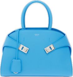 Luxury Light Blue Office Bag, Business Blue Shoulder Bag With Handle Drop, Luxury Blue Calf Leather Bag, Classic Blue Calf Leather Shoulder Bag, Blue Business Shoulder Bag With Palladium Hardware, Blue Leather Shoulder Bag With Palladium Hardware, Chic Blue Calf Leather Bag, Luxury Blue Satchel With Silver-tone Hardware, Luxury Blue Satchel With Palladium Hardware