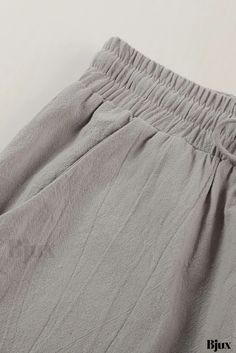 Bjux - Pantalones con bolsillos y cintura elástica con cordón para mujer - Long Straight Legs Solid Color Drawstring Harem Pants For Summer, Gray Harem Pants With Elastic Waistband For Spring, Spring Gray Harem Pants With Elastic Waistband, Gray Stretch Bottoms With Drawstring, Gray High Waist Bottoms With Drawstring, Gray High-waist Bottoms With Drawstring, Drawstring Straight Pants, Casual Drawstring Short Pants, Gray High-waist Drawstring Pants