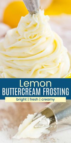 lemon buttercream frosting in a glass bowl