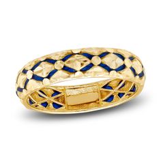 Italia D'Oro High-Polish Diamond-Cut Ring Blue Enamel 14K Yellow Gold | Jared Diamond Ring Cuts, Blue Gemstone Rings, Gold Book, Jared The Galleria Of Jewelry, Ring Blue, Gold Price, Affordable Jewelry, Enamel Jewelry, Blue Gemstones