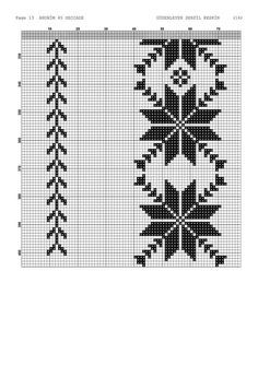 a cross stitch pattern with black and white designs on the front, side and back