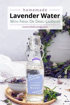 lavender water with fresh or dried lavender flowers