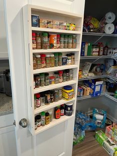 the pantry is stocked with all kinds of food