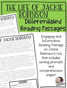 the life of jackie robinson differentiated reading passages