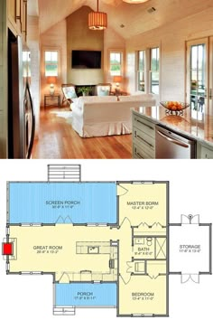 the floor plan for this modern cabin is very large and has lots of space to put in