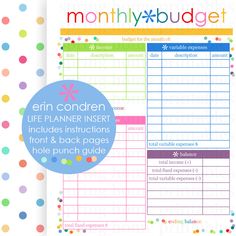 a printable planner with colorful dots on it