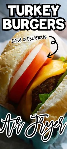 an air fryer advertisement with a hamburger in it