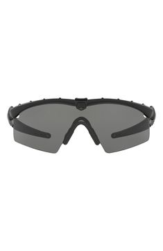 These sporty sunglasses are crafted in Italy in a lightweight yet durable construction and feature shaded UV-protective lenses. 130mm lens width; 29mm bridge width; 135mm temple length 100% UV protection Propionate Made in Italy Functional Matte Black Shield Sunglasses With Mirrored Lenses, Matte Black Shield Sunglasses With Mirrored Lenses For Outdoor, Functional Matte Black Shield Sunglasses With Uva Protection, Matte Black Functional Shield Sunglasses With Uva Protection, Matte Black Shield Sunglasses With Uva Protection, Matte Black Shield Sunglasses With Polarized Lenses For Outdoor, Rimless Shield Sunglasses With Uva Protection For Outdoor, Matte Black Shield Sunglasses With Tinted Lenses For Outdoor, Modern Rimless Shield Sunglasses For Outdoor