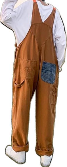 Baggy Retro Cargo Pants, Utility Cotton Overalls With Patch Pockets, Vintage Cargo Pants With Pockets For Fall, Vintage Fall Cargo Pants With Pockets, Brown Cotton Overalls, Casual Cotton Overalls With Belt Loops, Brown Cotton Overalls With Pockets, Utility Cargo Overalls, Utility Overalls With Patch Pockets For Fall